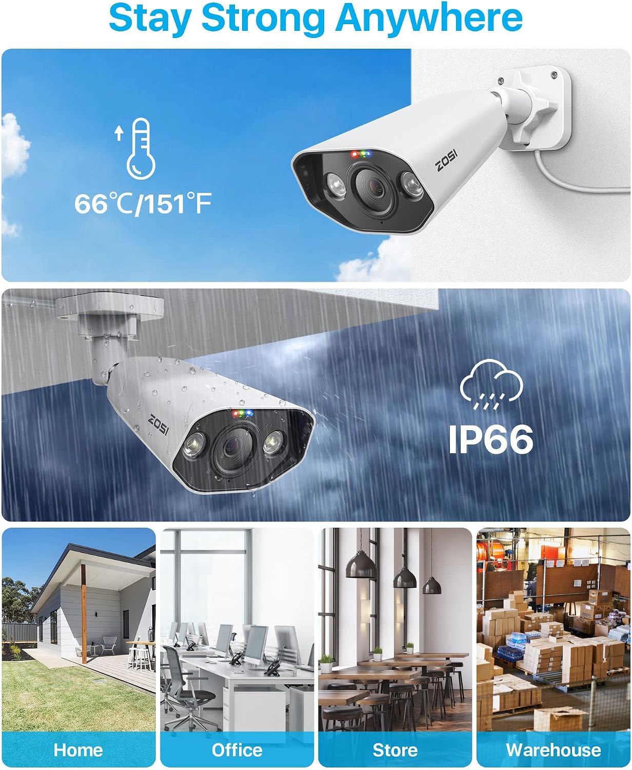 ZOSI 4PK 4K 8MP PoE Security IP Camera with Ethernet Cables Bullet PoE Camera Outdoor with Starlight Night Vision,Motion Detection,Smart Light Alarm,IP66 Weatherproof, Only Work with ZOSI 4K PoE NVR