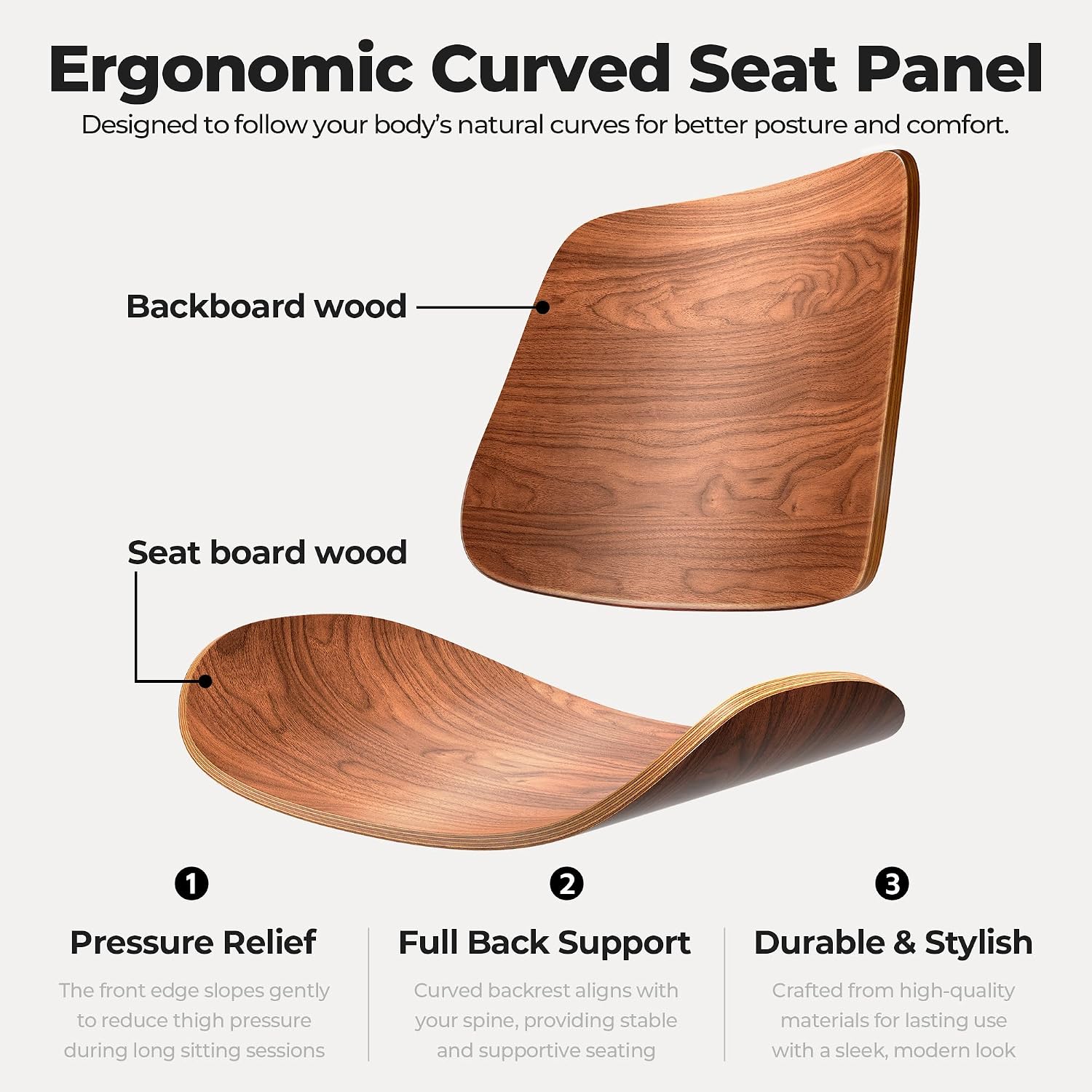 Armless Home Office Desk Chair with Wheels, No Arms Height PU Leather Office Chair, Mid Back 360 Swivel Ergonomic Computer Chair, Walnut Curved Seat Design No-Arm Chair (All-Black)