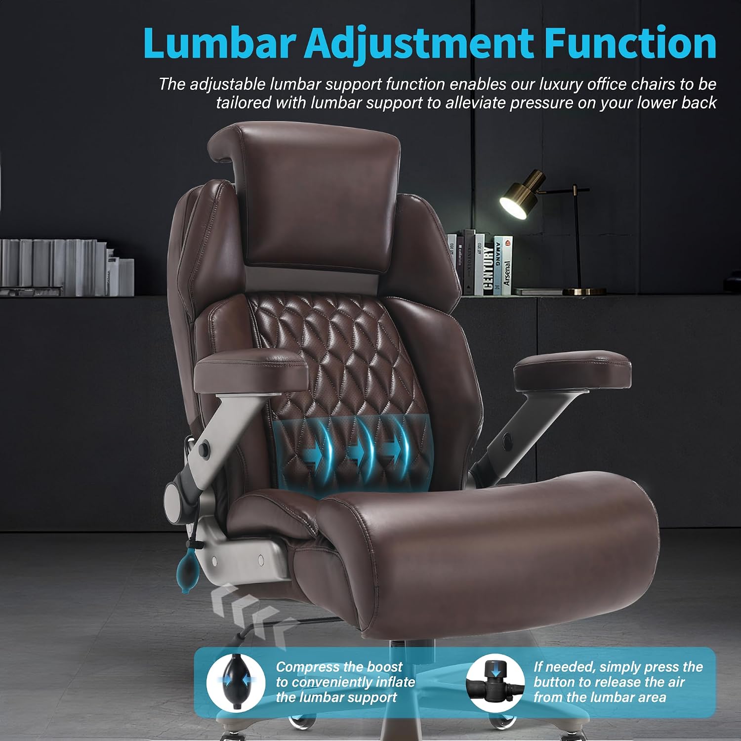 Big and Tall Office Chair 700lbs - Adjustable Headrest&Lumbar Support, 3D Flip Arms, Large Wheels &Heavy Duty Metal Base, Ergonomic High Back Computer Chair Desk Chair, Thick Padded Extra Wide Seat