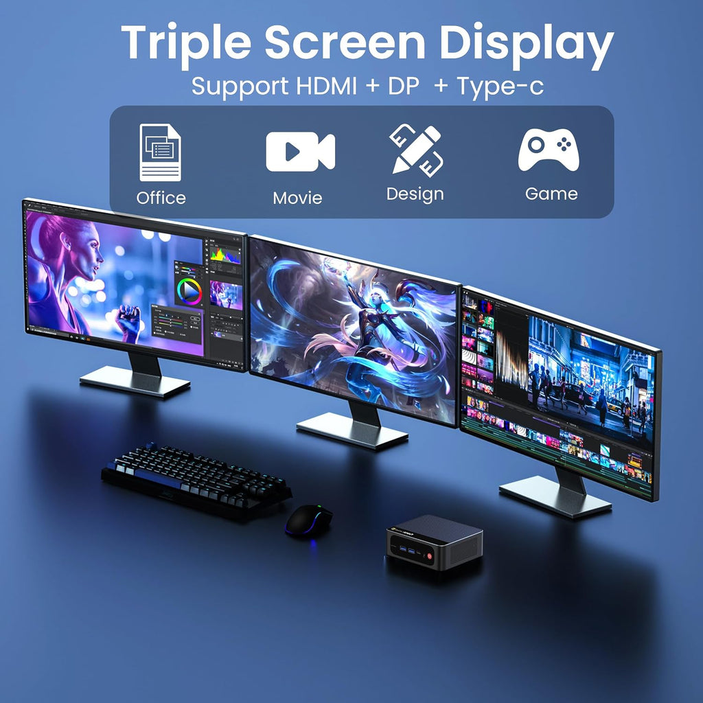 Beelink Mini PC AMD Ryzen 7 6800U Up to 4.7GHz 8C/16T, 24GB LPDDR5 RAM 500GB M.2 SSD, SER5 MAX Mini Computer Support 1000M LAN/4K Triple Screen Display(HDMI+DP+Type-C)/WiFi6/BT5.4/Home/Office