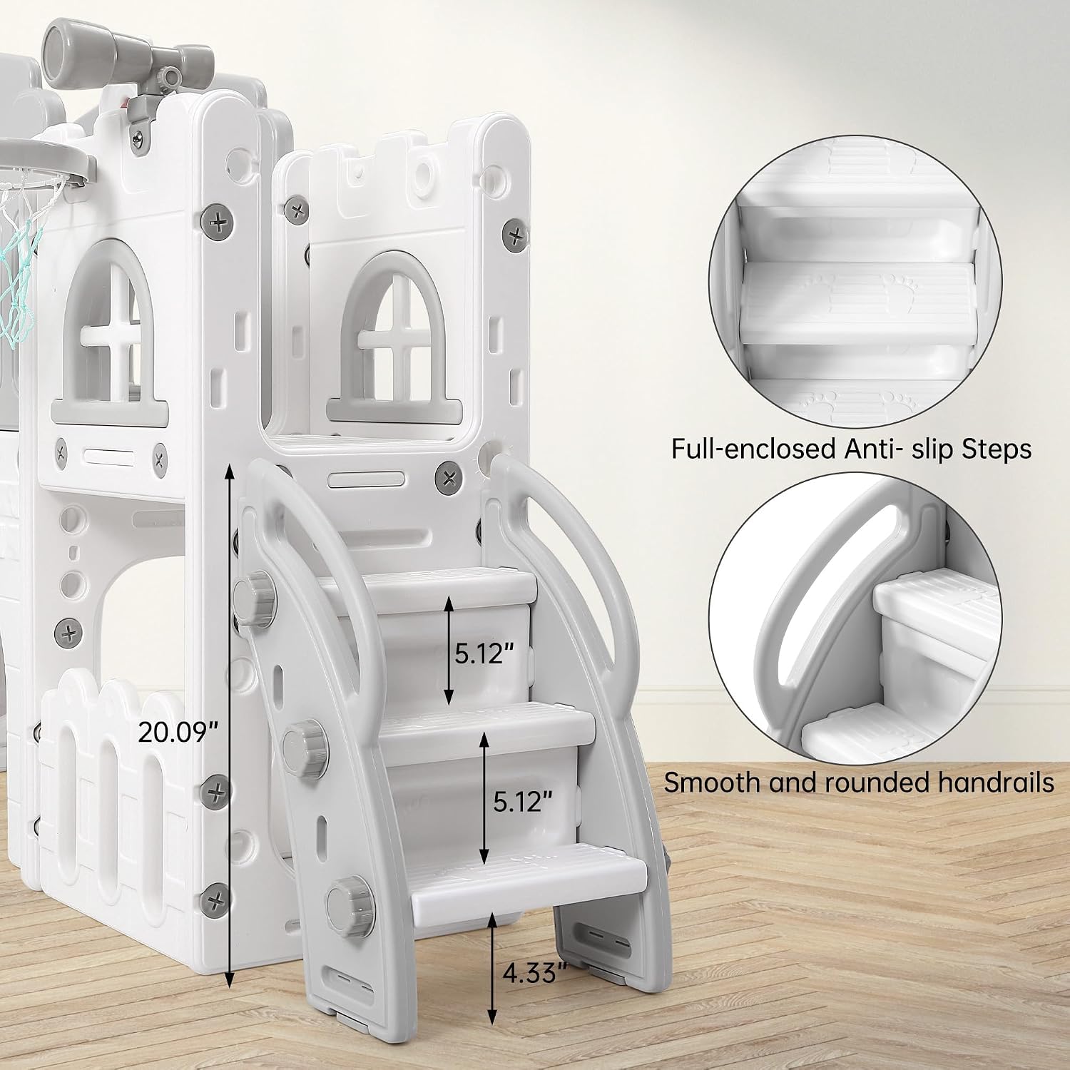 Garvee Toddler Slide 8 in 1 Toddler Playset for Toddlers Age 1-3, Baby Playset for Indoor Outdoor Playground with Climber, Crawling Tunnel, Basketball Hoop, Telescope, Toy Storage