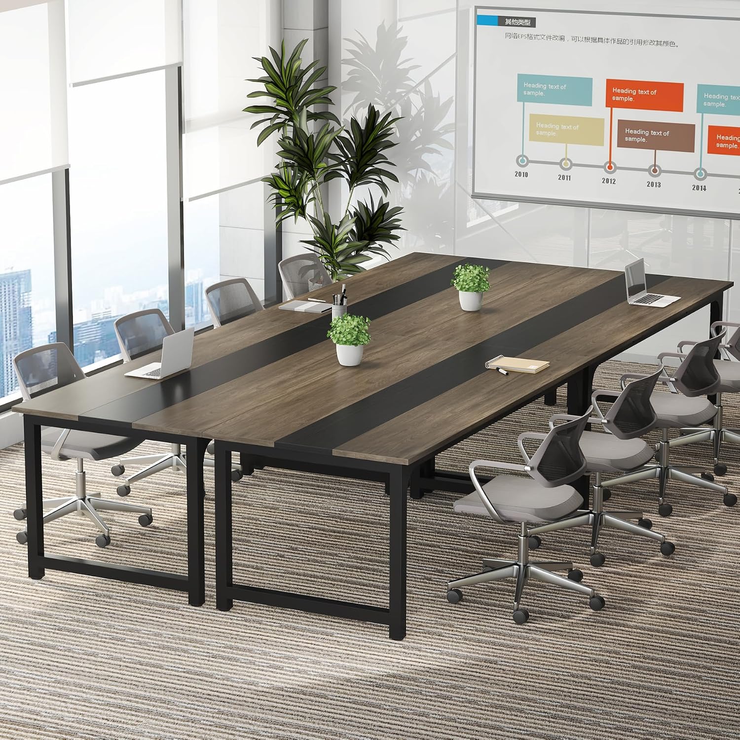 Tribesigns Modern Computer Desk, 70.8 x 31.5 inch Large Office Desk Computer Table Study Writing Desk Workstation for Home Office, Grey/Black