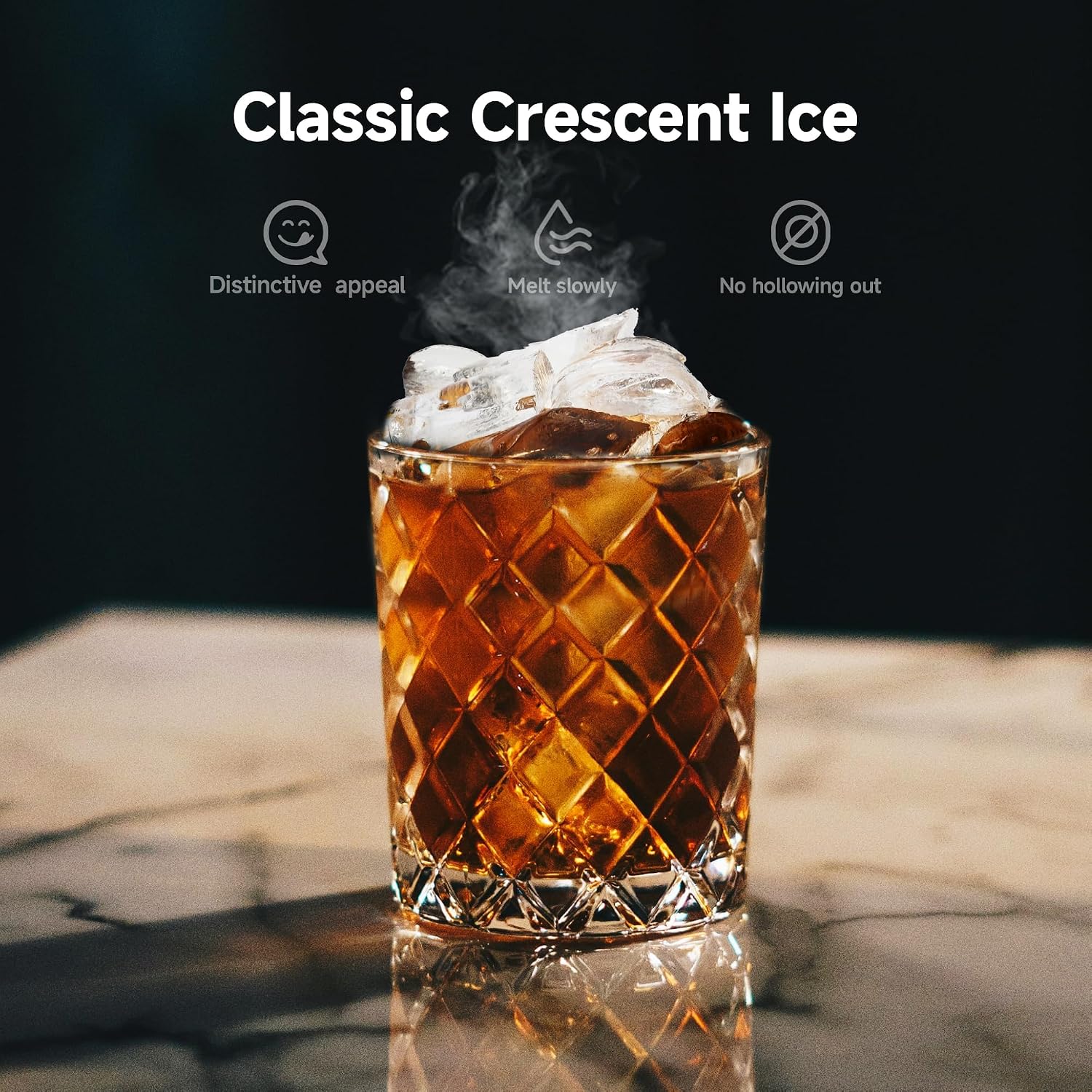 EUHOMY Commercial Crescent Ice Maker Machine,Moon-Shaped Ice,100lbs/24H Stainless Steel Under Counter Ice Machine with 33lbs Storage Bin, Freestanding Crescent Ice Maker for Home/Bar/Cafe/Restaurant