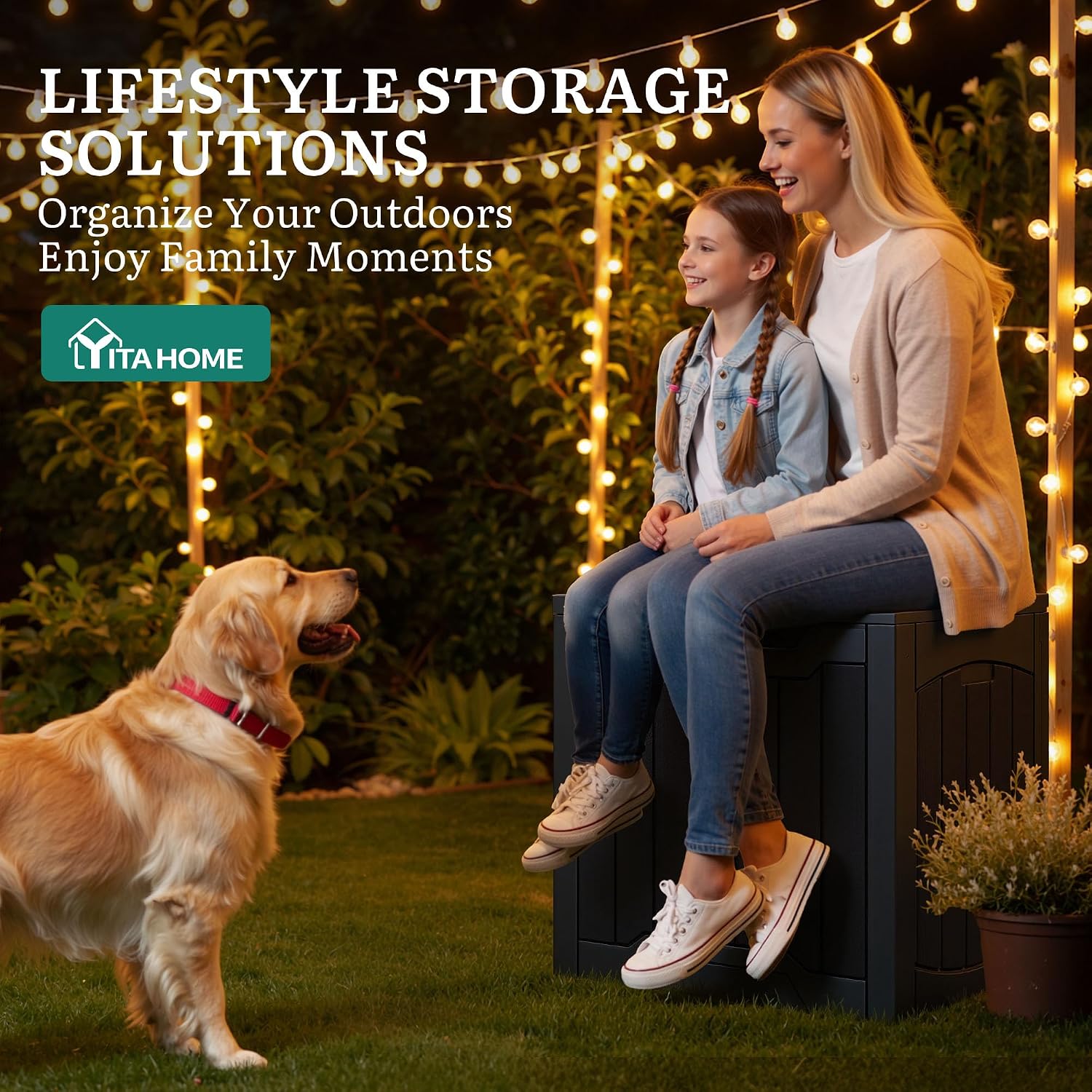 YITAHOME 31 Gallon Deck Boxes Set of 4, Lockable Outdoor Storage Bins for Patio Cushions, Garden Tools, Weather-Resistant Resin Storage Solution, Black