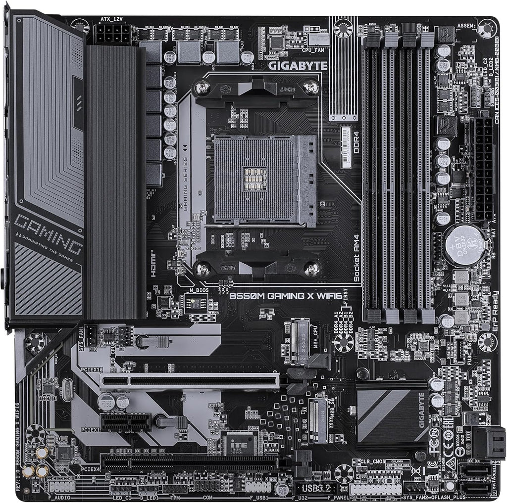GIGABYTE B550M Gaming X WIFI6 AMD AM4 mATX Motherboard, Supports Ryzen 5000/4000/3000 Series, DDR4, 5+3 Power Phase, 2X M.2, PCIe 4.0, WIFI6, GbE LAN, PCIe EZ-Latch, WiFi EZ-Plug, RGB Fusion
