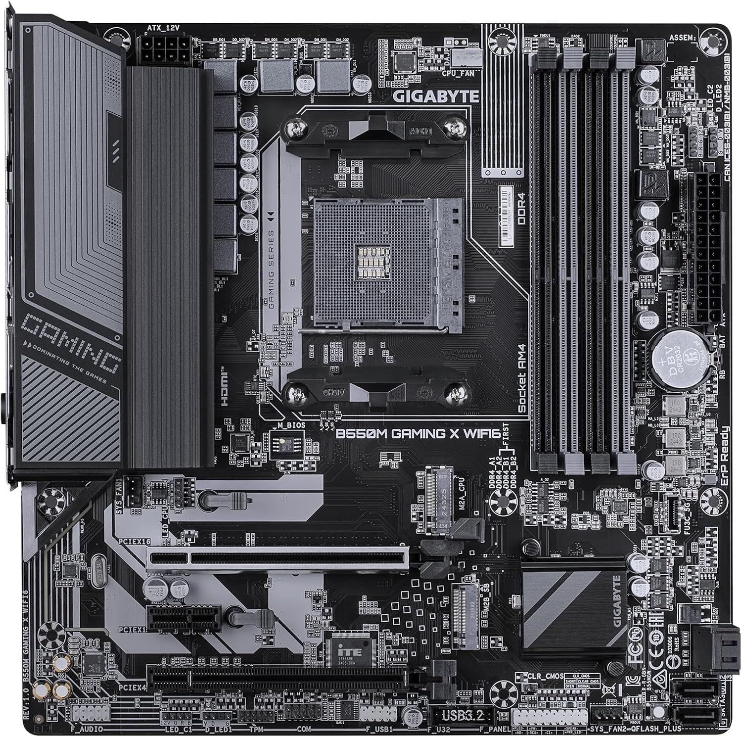 GIGABYTE B550M Gaming X WIFI6 AMD AM4 mATX Motherboard, Supports Ryzen 5000/4000/3000 Series, DDR4, 5+3 Power Phase, 2X M.2, PCIe 4.0, WIFI6, GbE LAN, PCIe EZ-Latch, WiFi EZ-Plug, RGB Fusion