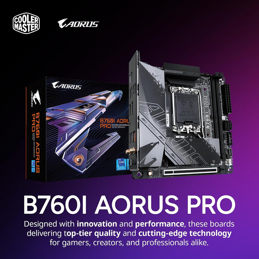 Cooler Master NR2 Pro Mini ITX – Intel i7-14700F 2.1GHz (5.4GHz Turbo) | Gigabyte RX 7800 XT 16GB & B760I AORUS PRO | 32GB DDR5 6000MHz | 1TB Gen4 M.2 | WiFi | Windows 11 | 280mm AIO Gaming PC