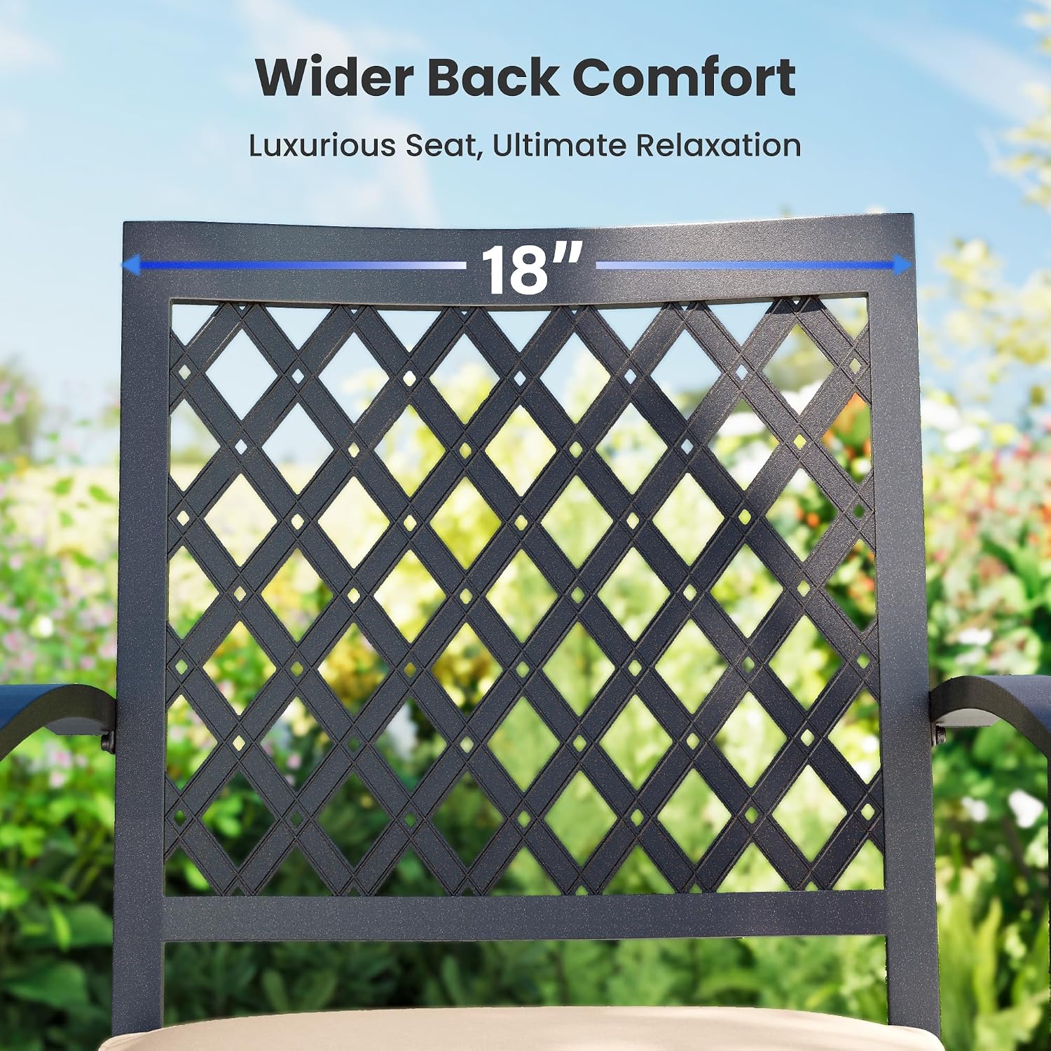 PHI VIALLA Patio Outdoor Swivel Dining Chairs Outdoor Furniture Chairs Set of 4 with Cushion Suports 300lbs for Lawn Garden Backyard Weather Resistant-Black Frame