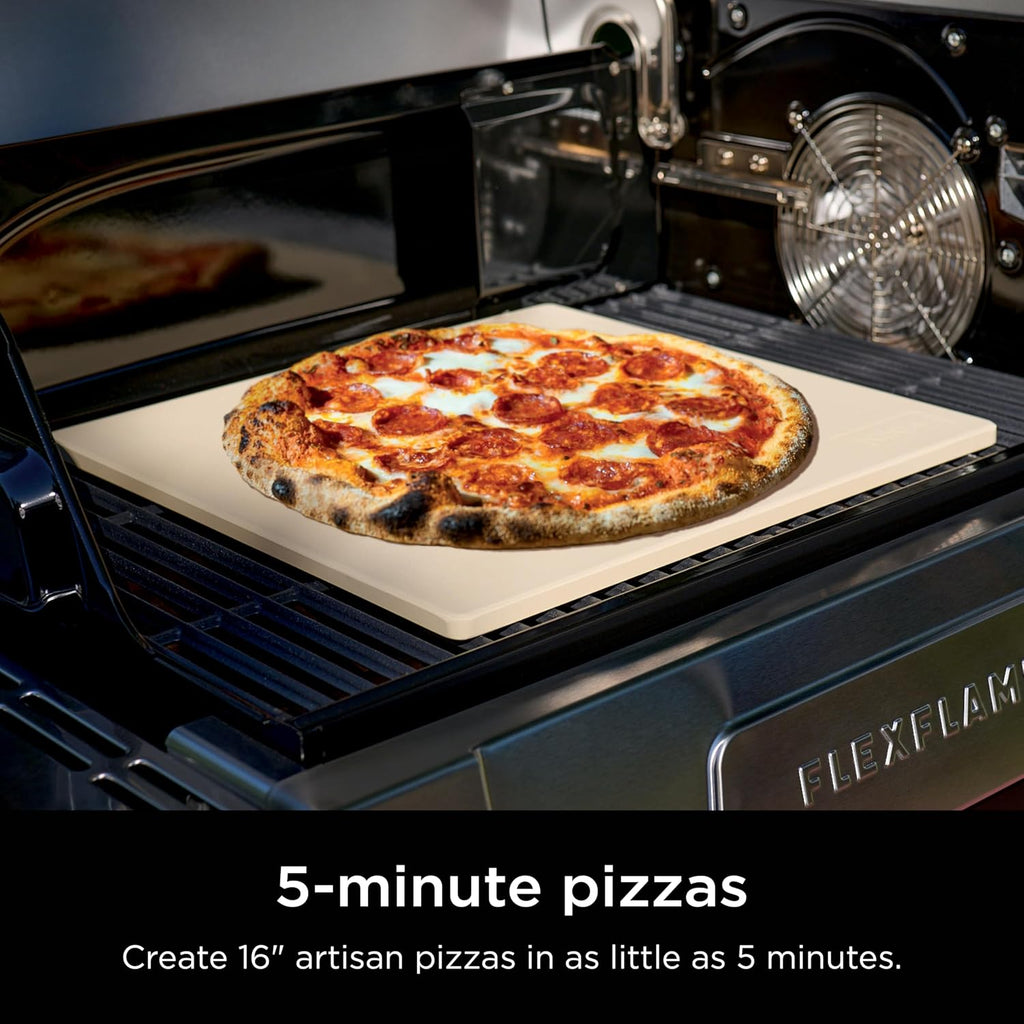 Ninja FlexFlame, Pizza Kit, Electric & Propane Grill, 5-in-1 Cooking System, Includes FlexFlame 16'' Pizza Stone, Durable Cordierite & 16'' Perforated Pizza Peel, Heat-Safe up to 600F, XL Surface