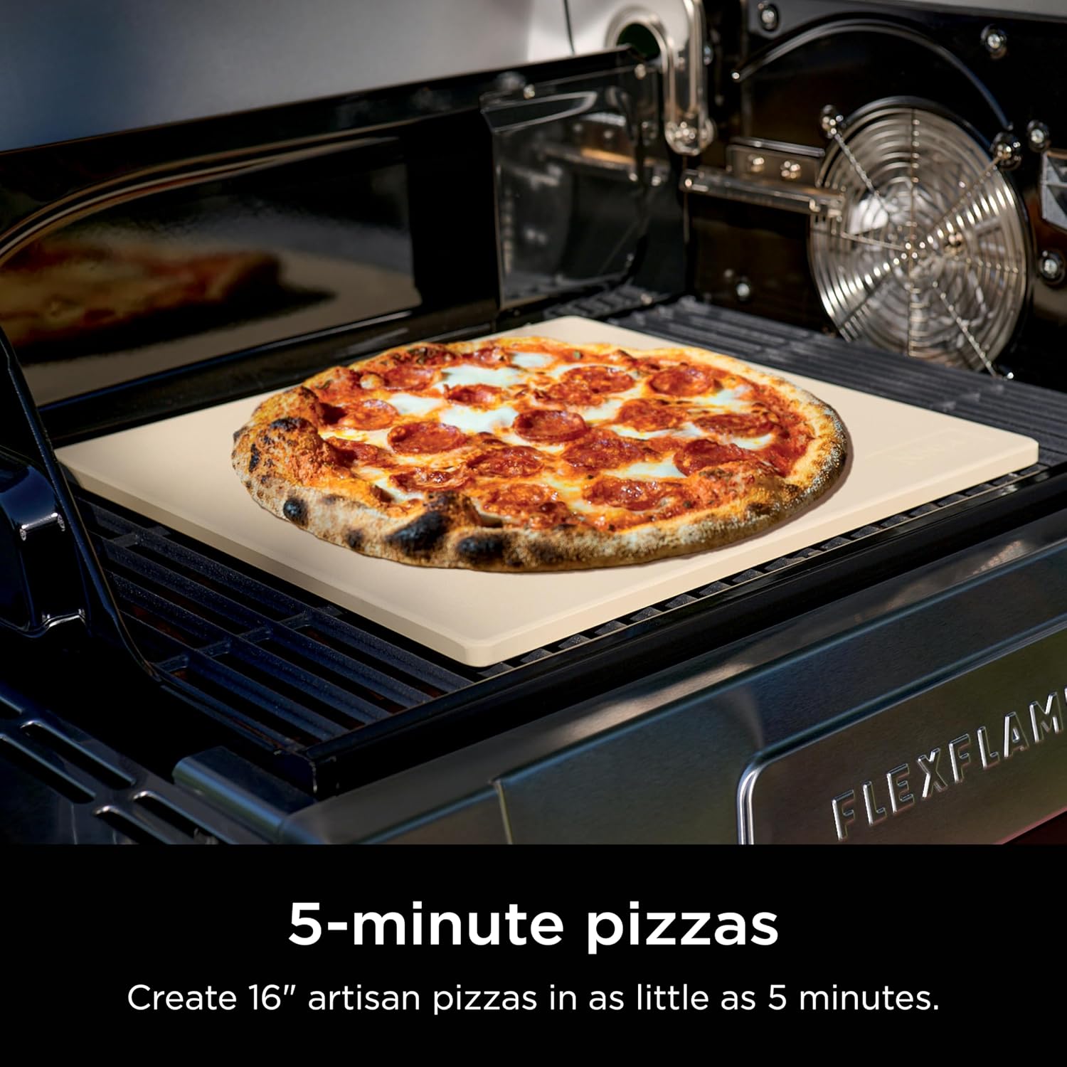 Ninja FlexFlame, Pizza Kit, Electric & Propane Grill, 5-in-1 Cooking System, Includes FlexFlame 16'' Pizza Stone, Durable Cordierite & 16'' Perforated Pizza Peel, Heat-Safe up to 600F, XL Surface