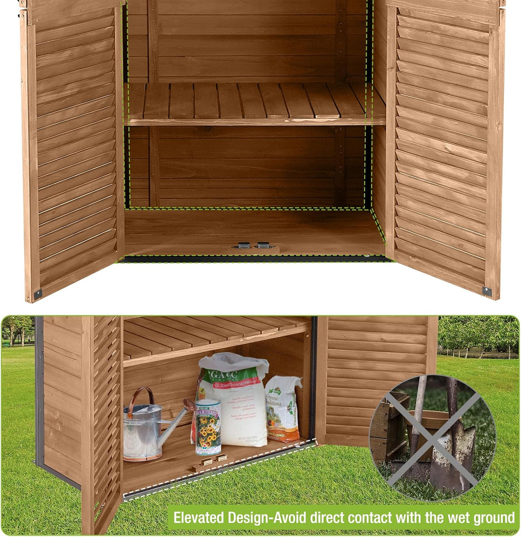 Outdoor Storage Shed Garden Cabinet with Strong Iron Frame Large Garden Shed with Floor,Waterproof