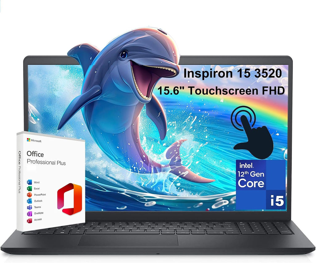 Dell Inspiron 15 3520 3000 15.6' Touchscreen FHD Business Laptop Computer, Intel 10-Core i5-1235U (Beat i7-1195G7), 16GB DDR4 RAM, 1TB PCIe SSD, WiFi, Microsoft Office Annual License, Win 11 Pro S