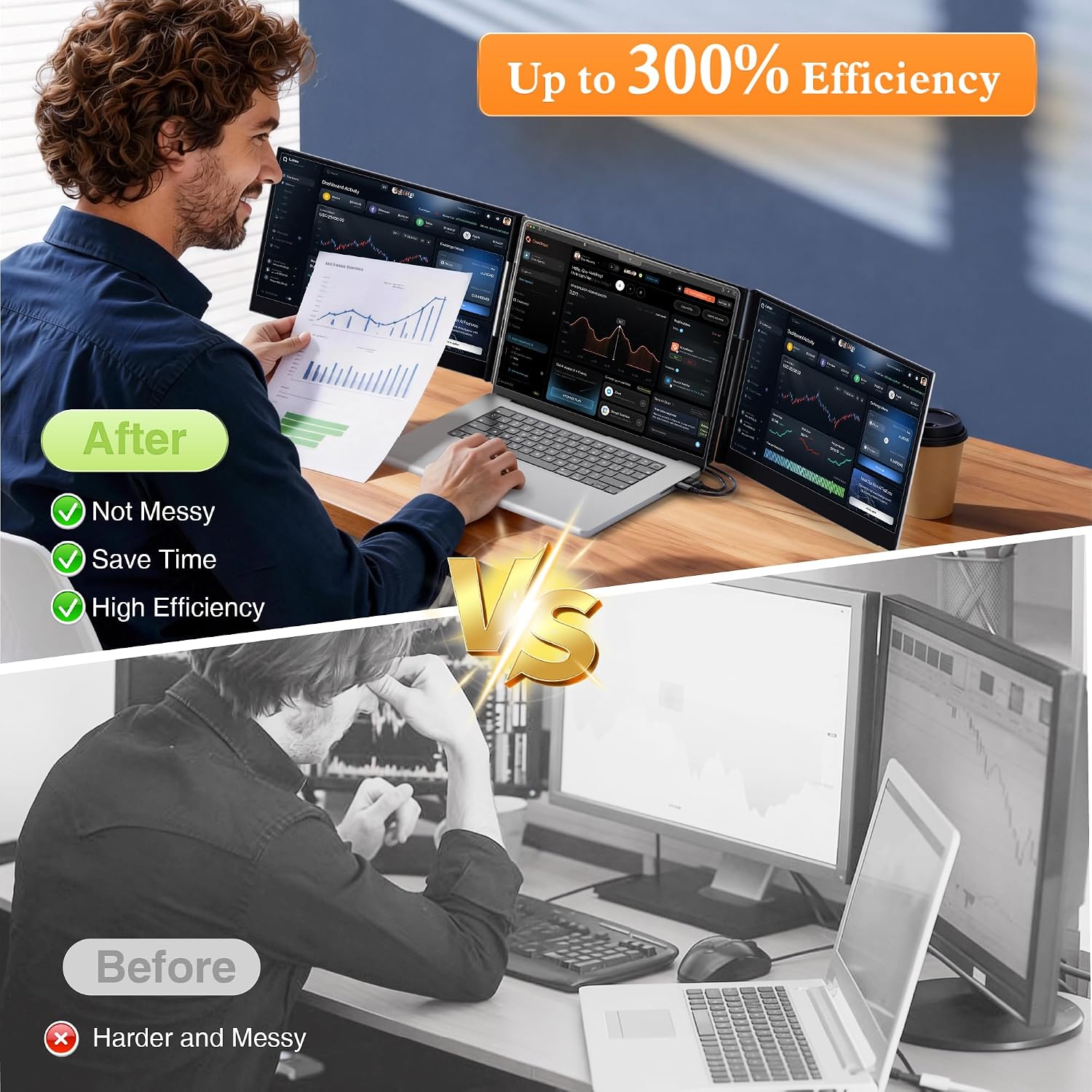 Laptop Screen Extender 15.6' Ultra-Thin, 1080P FHD IPS Dual/Triple Portable Monitor for Laptop, USB-C/HDMI Plug&Play, Fits 17.3' Max Laptops,Travel Screens for Windows/Mac/Chrome/Android/Switch