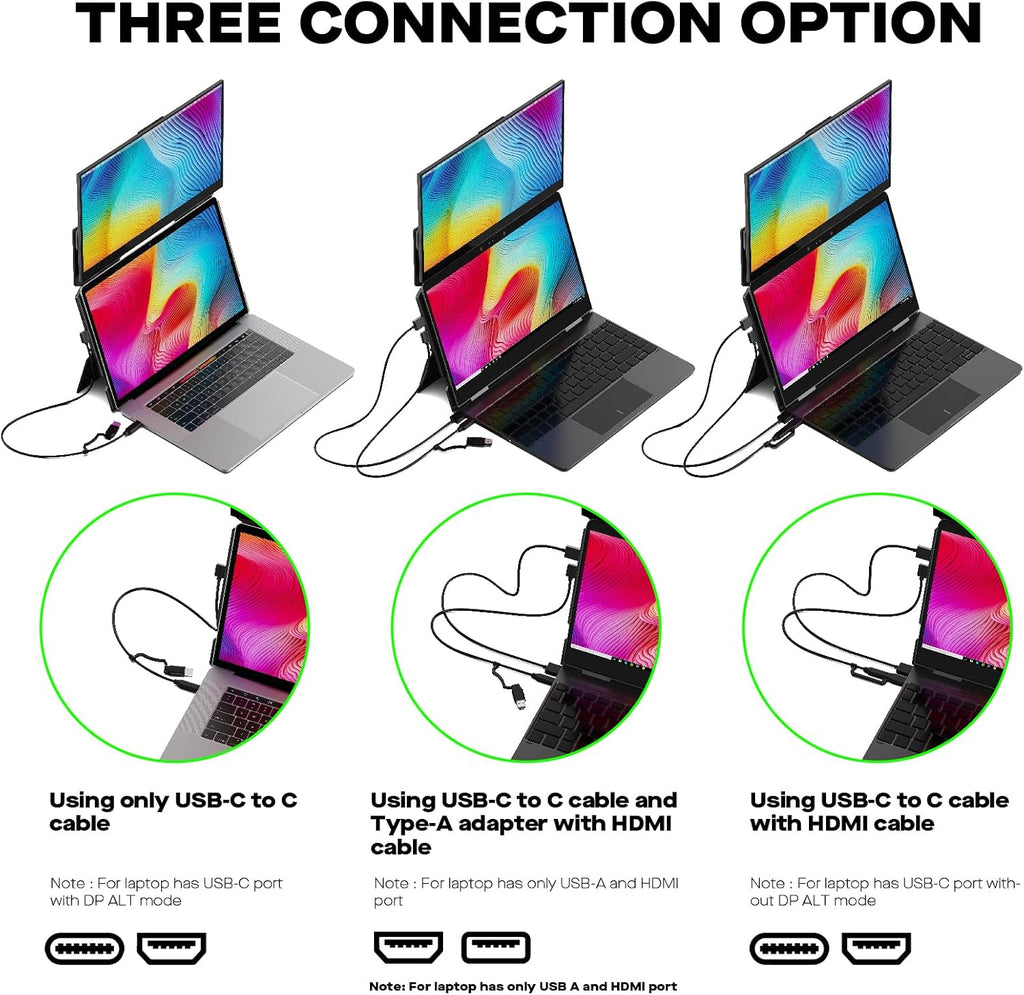 Duex Float New Mobile Pixels 15.6' Stacked Portable Monitor, FHD IPS Portable Touchscreen (Built-in Kickstand), USB C/HDMI Laptop Screen Extender (Optional Magnets), Windows, MacOS, ChromeOS, Switch