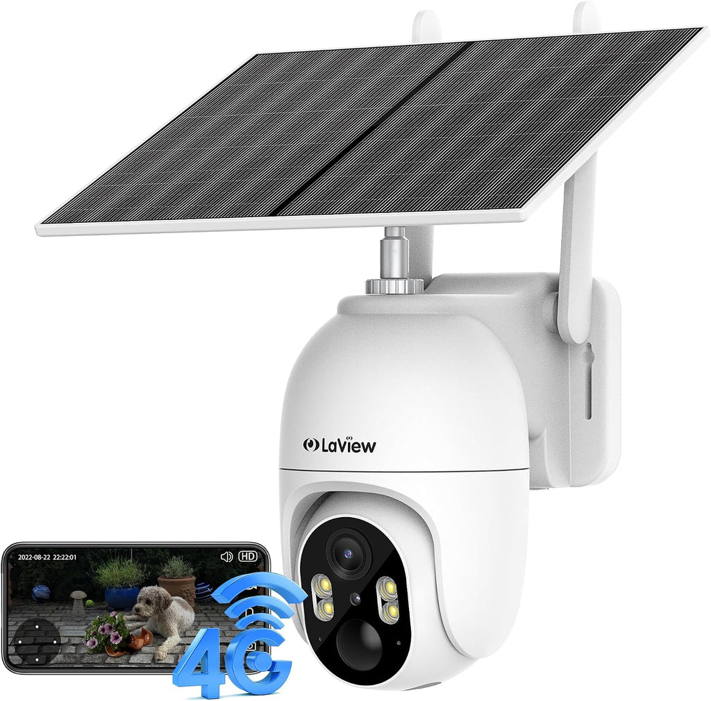 LaView 4G LTE Cellular Security Camera 2K Solar Camera Outdoor Wireless, Solar Powerd Security Camera with Color Night Vision, 3MP HD Cameras for Home Security Motion Detection,US Cloud