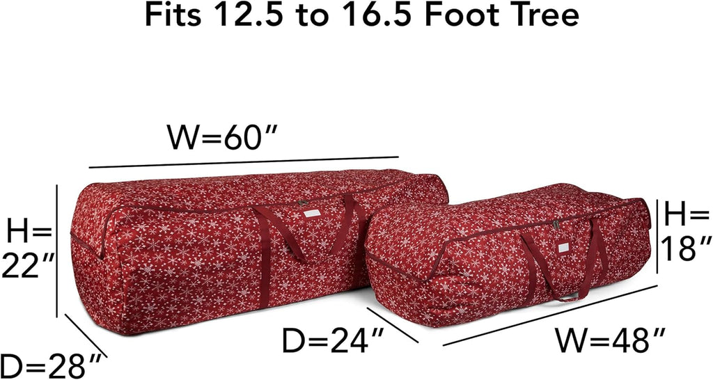 Covermates Keepsakes Garland Duffle Bag - Durable Polyester, Reinforced Handles, Fits up to 25 Foot Garland Depending on Thickness - Holiday Storage, Red Snowflake