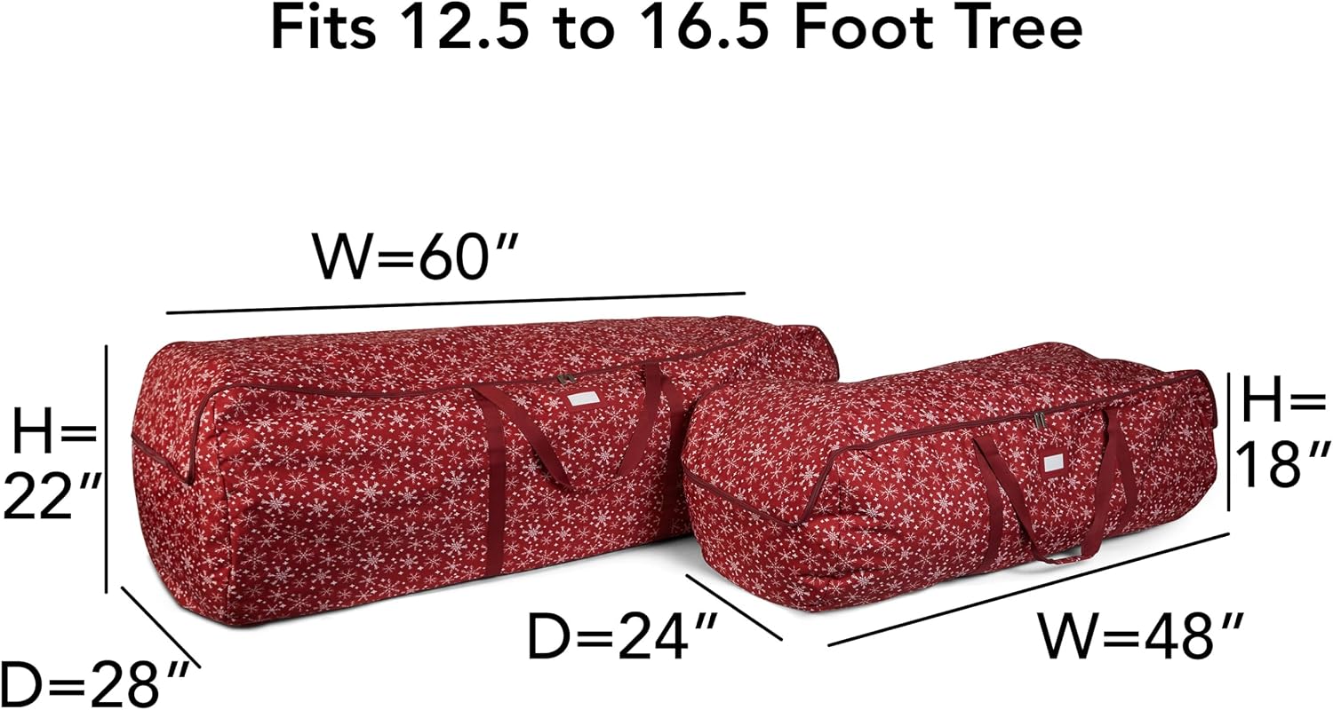 Covermates Keepsakes Garland Duffle Bag - Durable Polyester, Reinforced Handles, Fits up to 25 Foot Garland Depending on Thickness - Holiday Storage, Red Snowflake