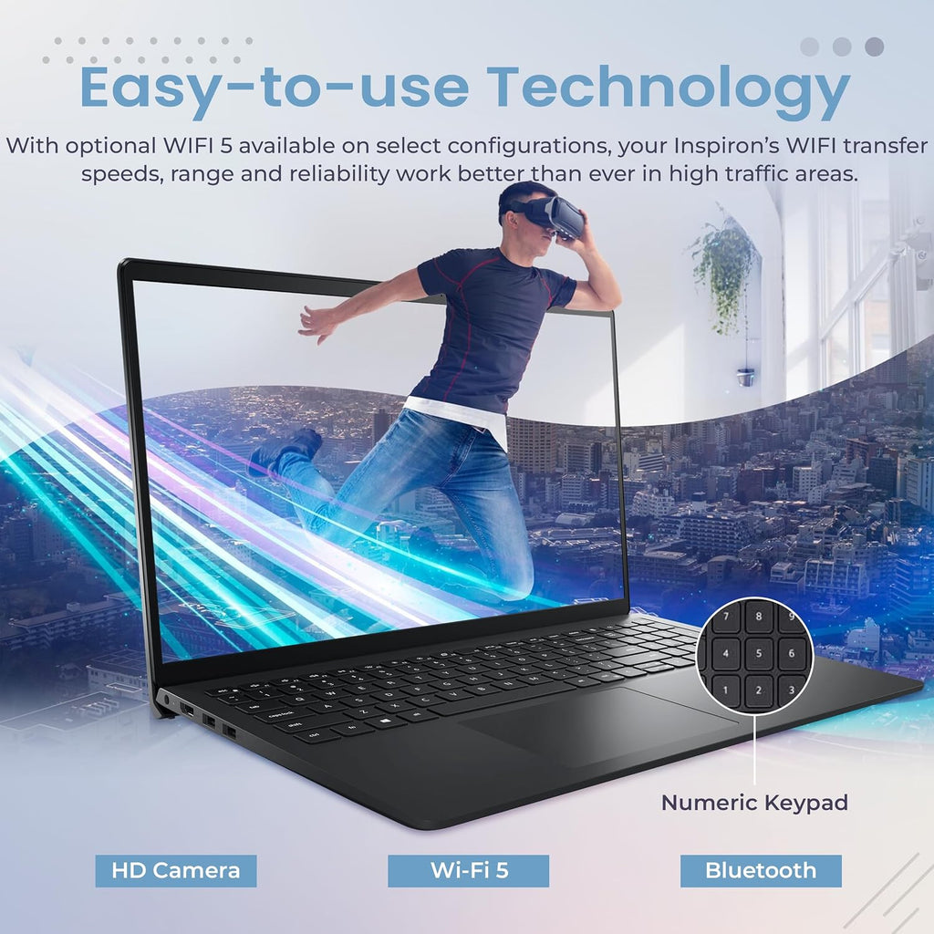 Dell Inspiron 15.6' FHD Touch Laptop, Intel i7-1255U Processor, 16GB RAM, 1TB SSD, Iris Xe Graphics, Numeric Keypad, HD Camera, WiFi, HDMI, Black, Win 11 Pro