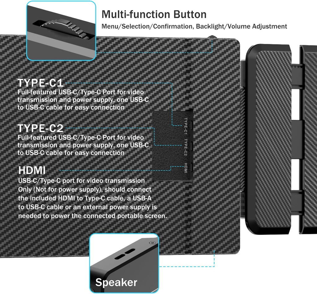 KEFEYA Laptop Screen Extender, 14' Portable Monitor for Laptop, 1440P QHD Triple Screen Monitor Extender for 13'-17' Laptops, HDMI/USB-C for MacBook, Windows, Chrome, Switch, Plug & Play
