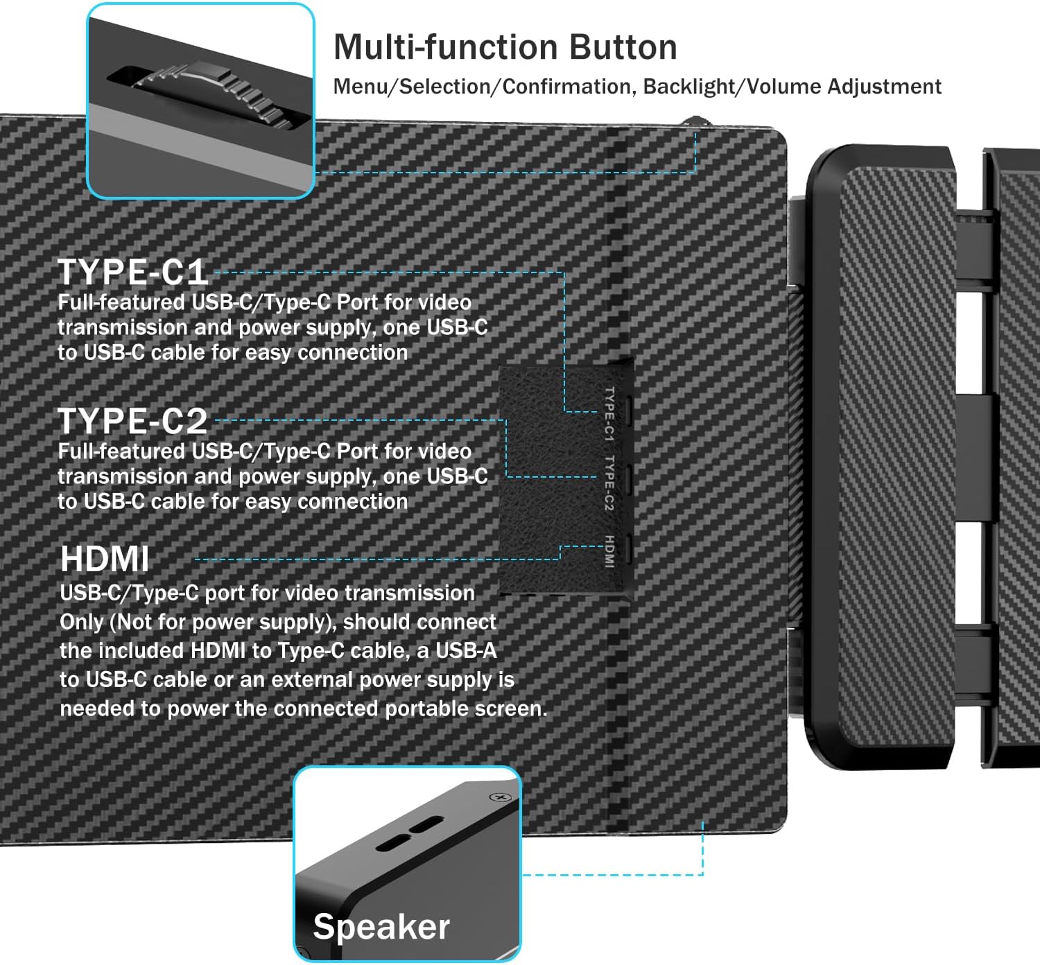 KEFEYA Laptop Screen Extender, 14' Portable Monitor for Laptop, 1440P QHD Triple Screen Monitor Extender for 13'-17' Laptops, HDMI/USB-C for MacBook, Windows, Chrome, Switch, Plug & Play