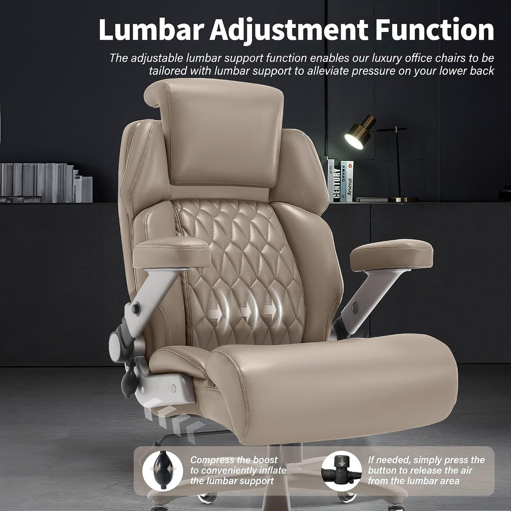 Big and Tall Office Chair 700lbs - Adjustable Headrest&Lumbar Support, 3D Flip Arms, Large Wheels &Heavy Duty Metal Base, Ergonomic High Back Computer Chair Desk Chair, Thick Padded Extra Wide Seat