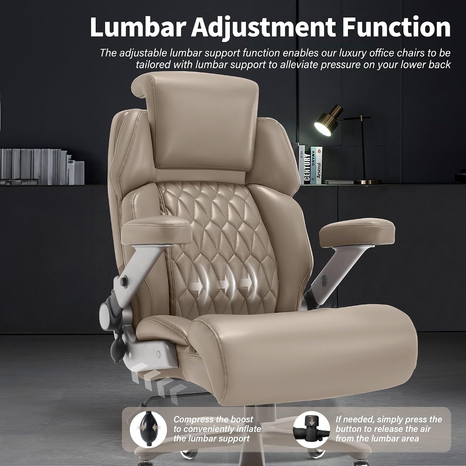 Big and Tall Office Chair 700lbs - Adjustable Headrest&Lumbar Support, 3D Flip Arms, Large Wheels &Heavy Duty Metal Base, Ergonomic High Back Computer Chair Desk Chair, Thick Padded Extra Wide Seat
