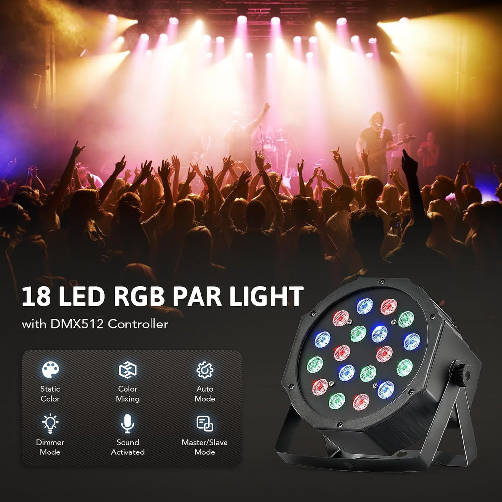 CO-Z LED Stage Lights DMX, 8 pcs 18x3W RGB Par Can Lights Package with DMX Controller Sound Activated Stage Effect Lighting for Party DJ Dance Church Wedding Home Uplighting