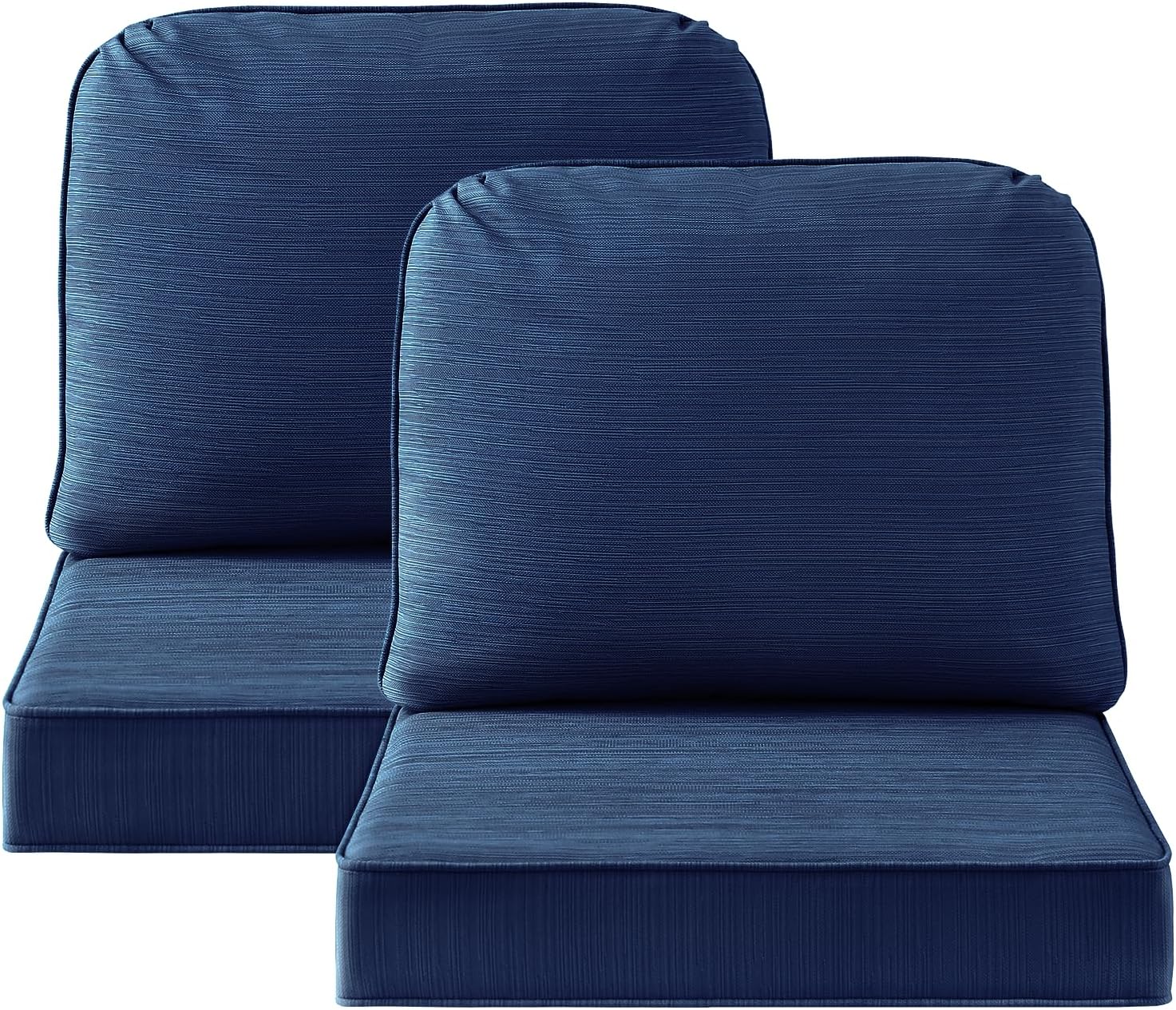 Outdoor Cushions for Patio Furniture Set of 2, 24'x24' Water Repellent Chair Cushions Removable Seat Bottom & Back Cushion Covers for Chair, Sofa, Couch, Navy