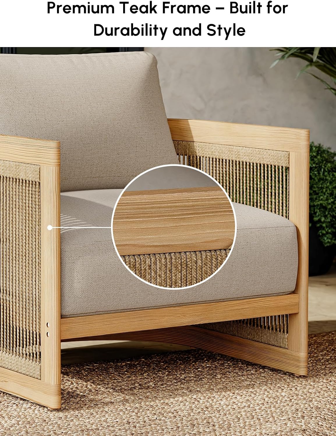 homary 4 Piece Outdoor Combo Sofa Set, All Weather Patio Furniture Set with Cushions and Coffee Table for Garden, Deck and Backyard