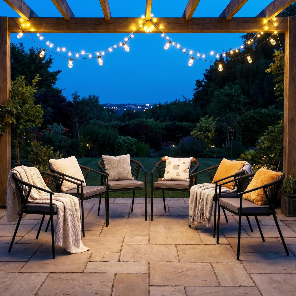 YITAHOME Outdoor Patio Chairs Set of 6, Stackable Dining Chairs Rattan Wicker Outdoor Patio Furniture Set with Cushion All Weather Bistro Chair for Garden Backyard Porch Poolside (Grey)