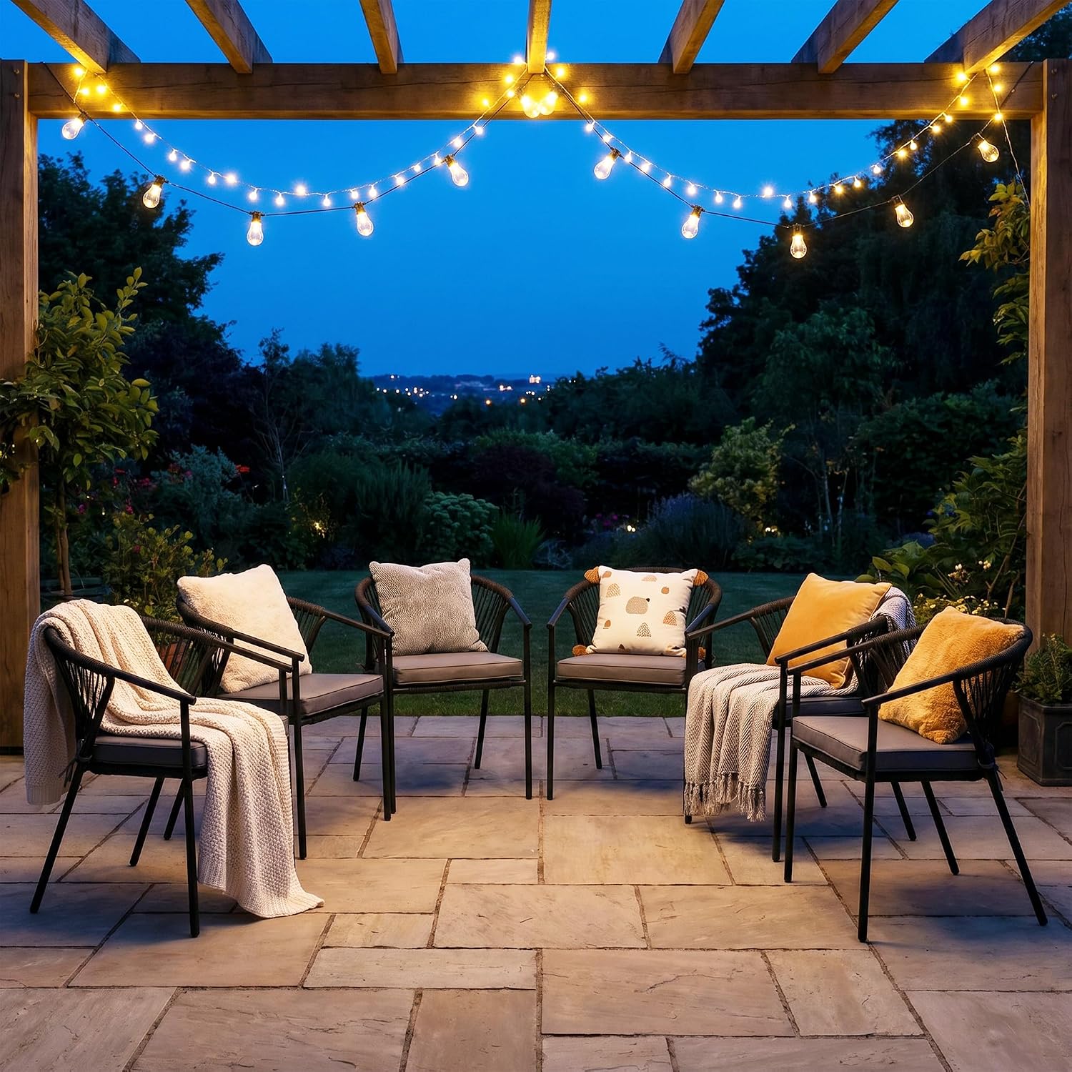 YITAHOME Outdoor Patio Chairs Set of 6, Stackable Dining Chairs Rattan Wicker Outdoor Patio Furniture Set with Cushion All Weather Bistro Chair for Garden Backyard Porch Poolside (Grey)