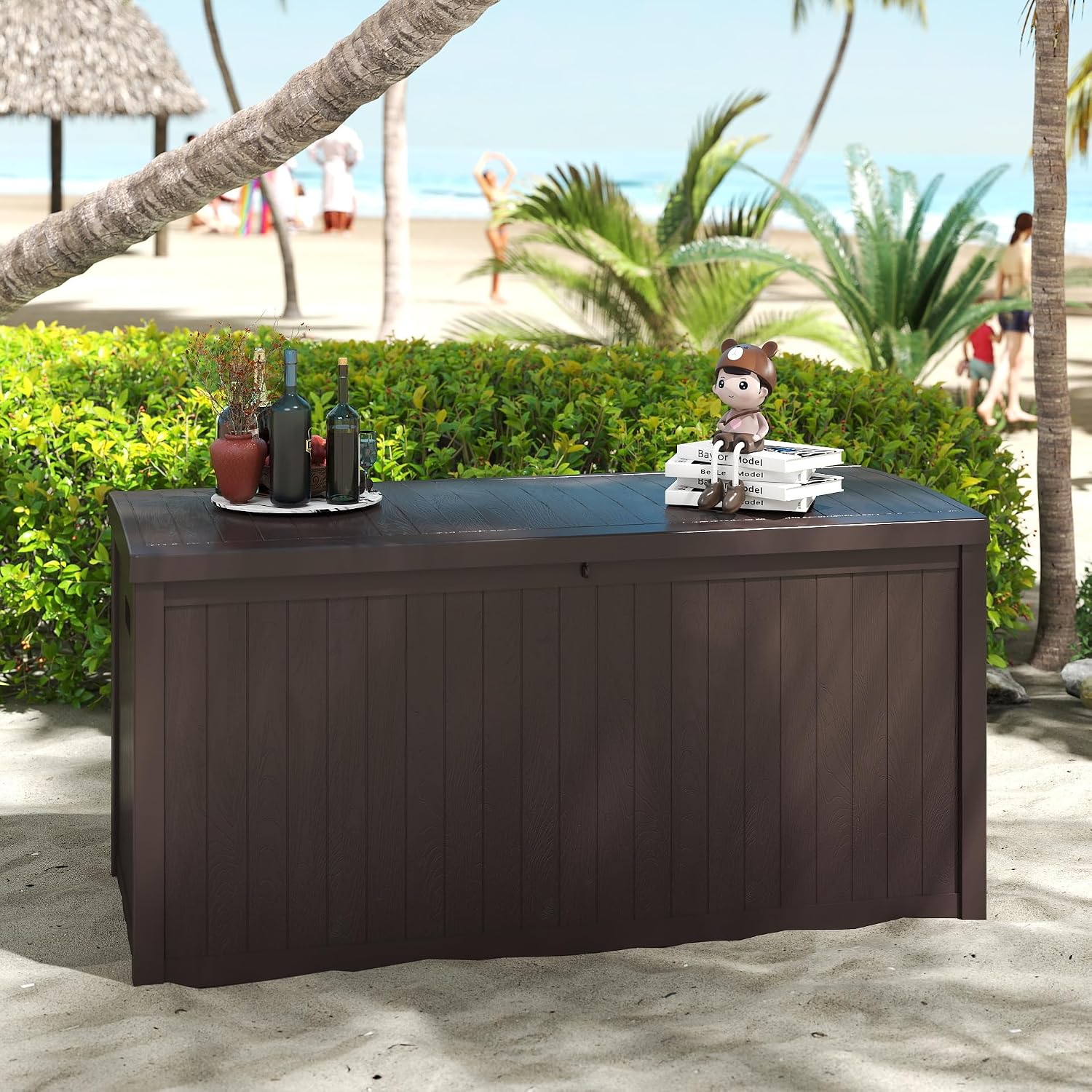 ZYJOYY Outdoor Storage Box, 120 Gallon Waterproof Deck Box with Lid Indoor and Outdoor Use, Resin Storage Bin for Package Delivery, Patio Cushions, Gardening Tools, Lockable, UV Resistant