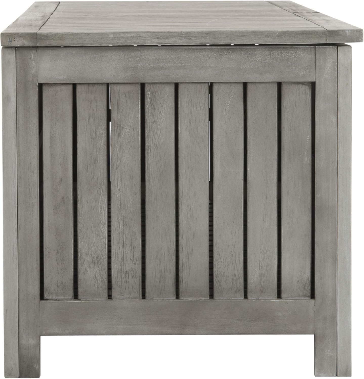 SAFAVIEH Outdoor - Abri Cushion Storage Box - Grey Solid Wood - Coastal Resort Storage Bench Design - Ideal for Patio, Deck, Porch, Backyard, 18' W x 47' D x 19' H (PAT7037B)