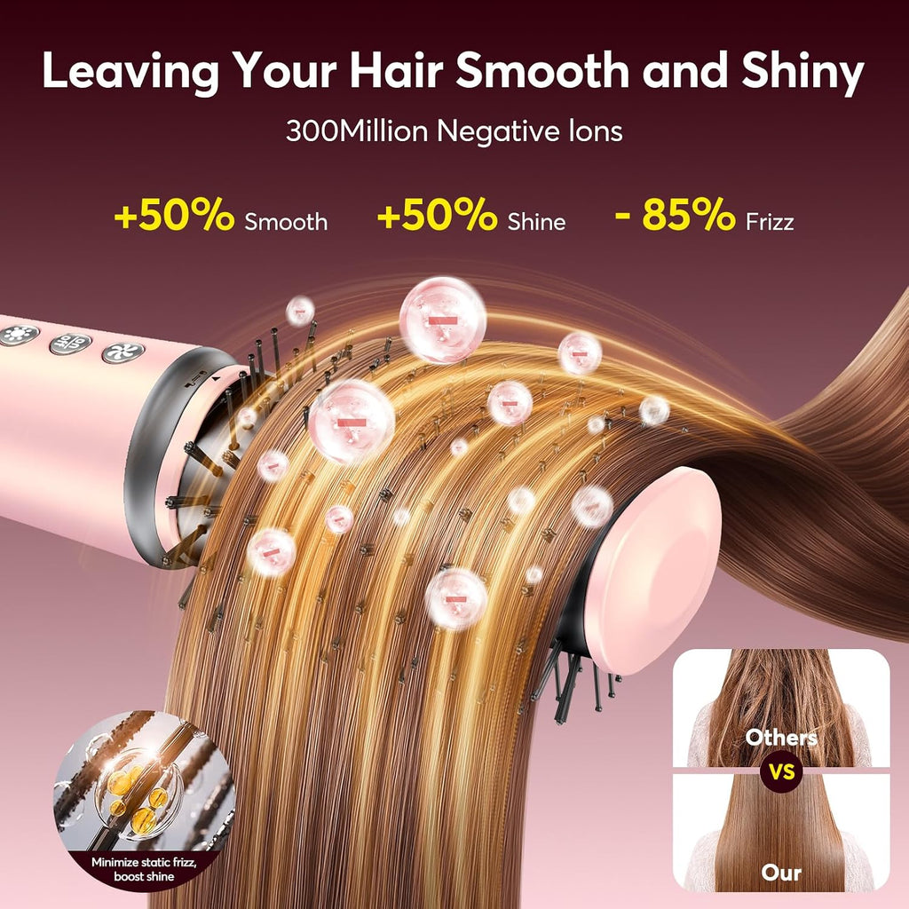 5 in 1 Hot Air Styler Wrap with Travel Bag- Professional High-Speed Hair Dryer Brush with Auto Wrap Curlers, 300 Million ions Frizz-Free and Fast Drying for Multiple Style, No Heat Damage, Gift Idea