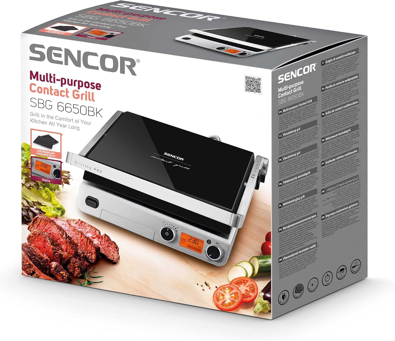 Sencor Contact Grill Non-stick grill plates of 3rd Generation with integrated heating spiral