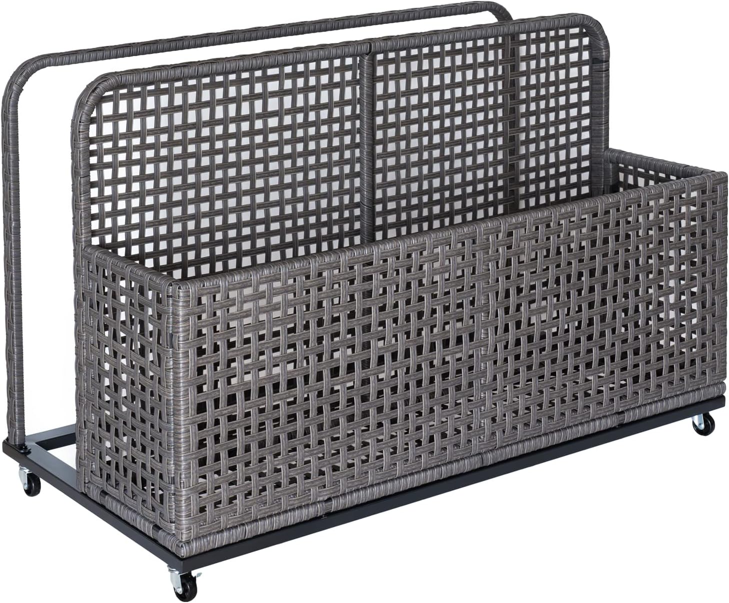 Poolside Float Storage, Outdoor Storage, Patio Poolside Float Storage Basket, Storage Box, PE Rattan Outdoor Pool Caddy with Rolling Wheels for Floaties, Patio, Pool, Beach-Sturdy & Movable,