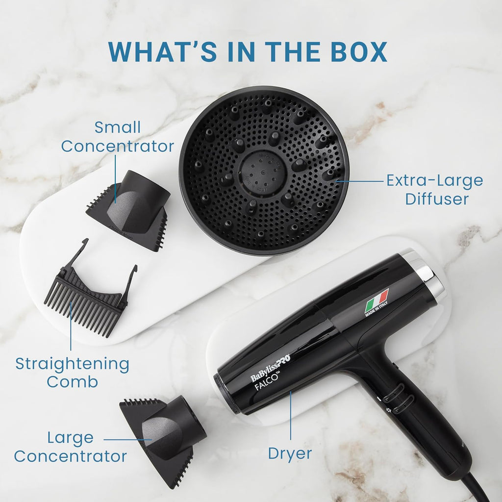 BaBylissPRO® Nano Titanium™ Professional Italian High-Speed Falco Hair Dryer - 2000 watts and Ionic
