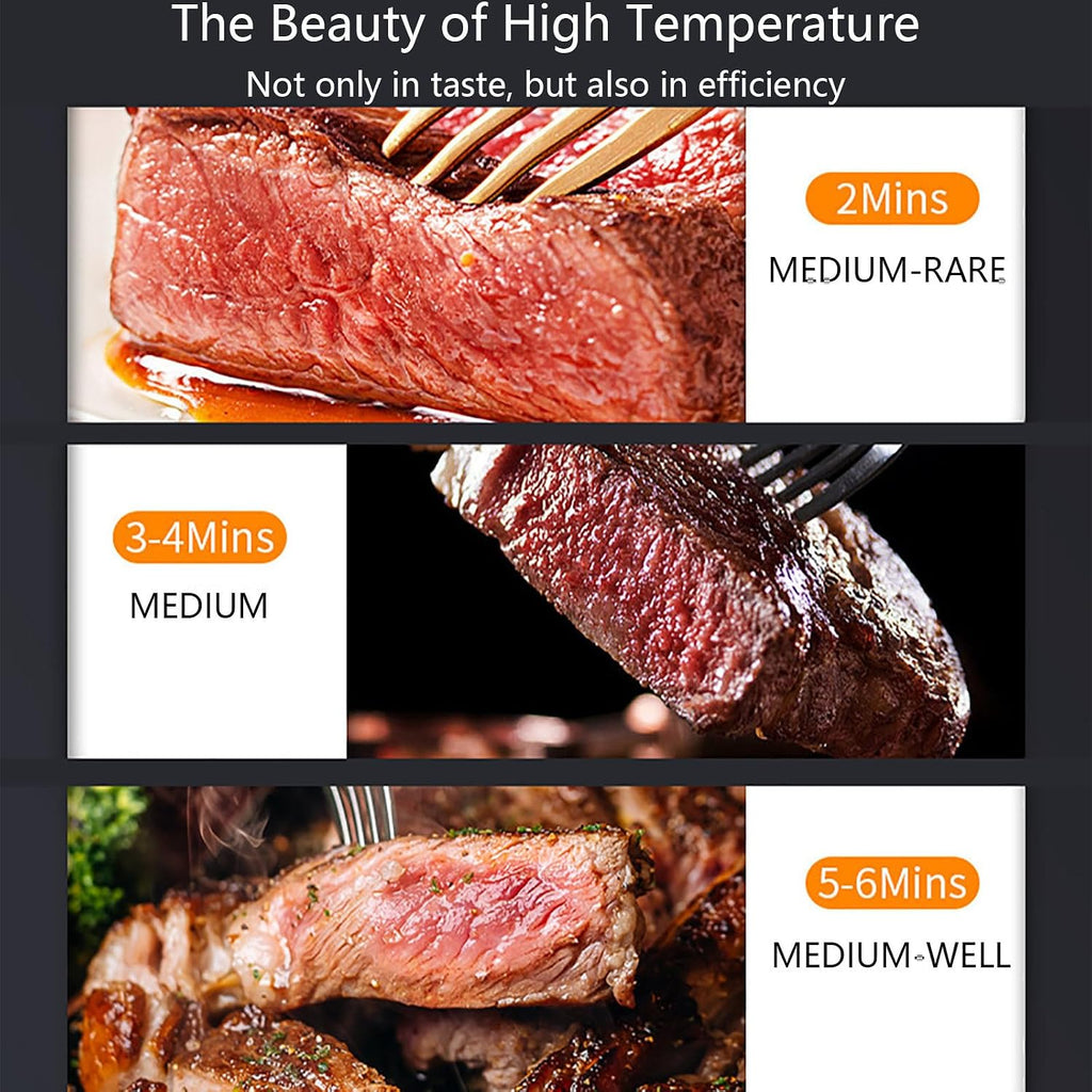 Gourmet Steak Grille (3400W), Steakhouse Quality, Ceramic Superheating Up to 800℃, Indoor Electric Grill and Sear Station, Stainless Steel