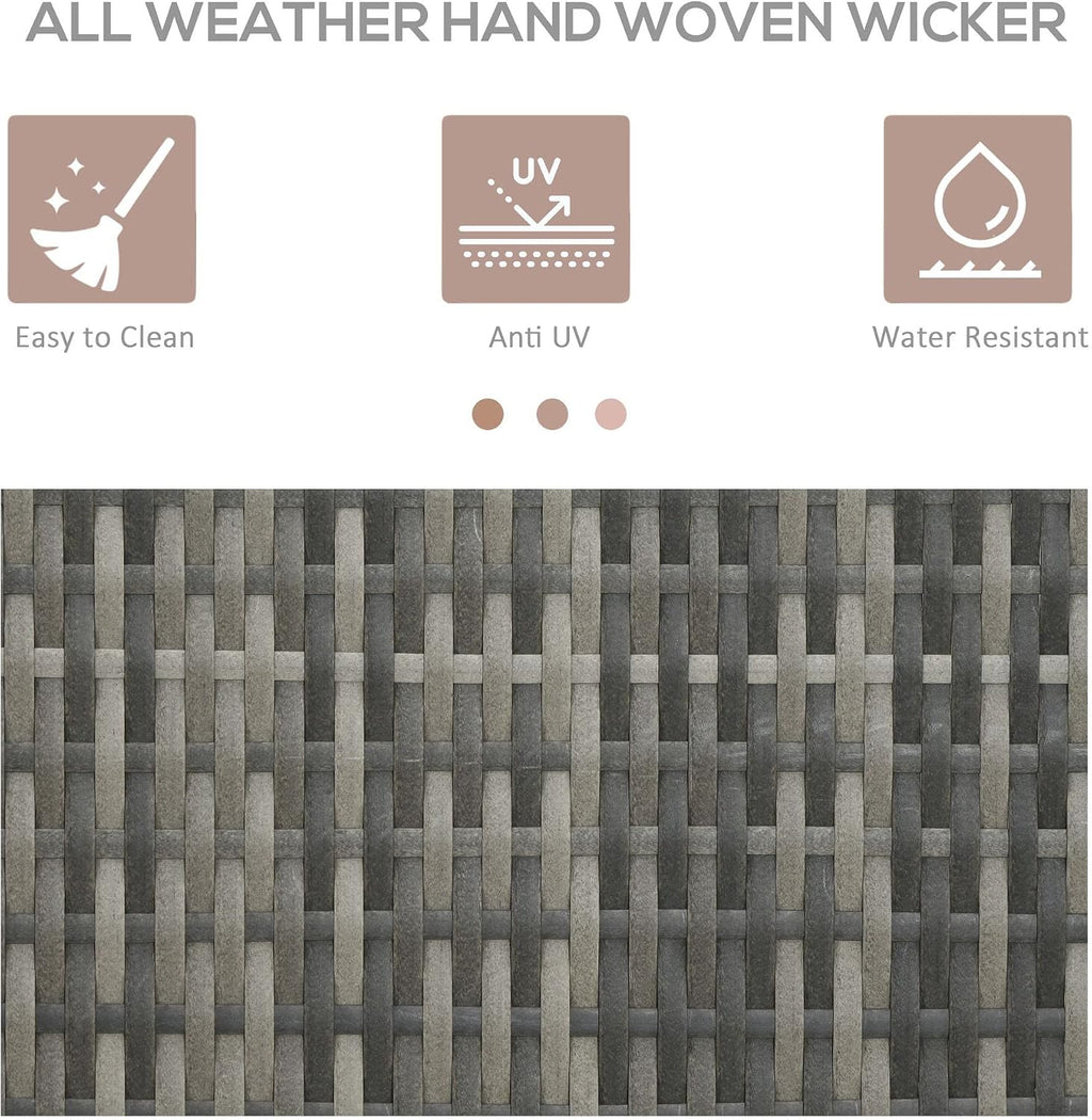 Outsunny Valet Pool Towel Rack, Waterproof PE Plastic Rattan Wicker Storage Organizer, Indoor Outdoor Spa, and Hot Tub Accessory Storage, 2 Shelves, 1 Basket Drawer, Gray