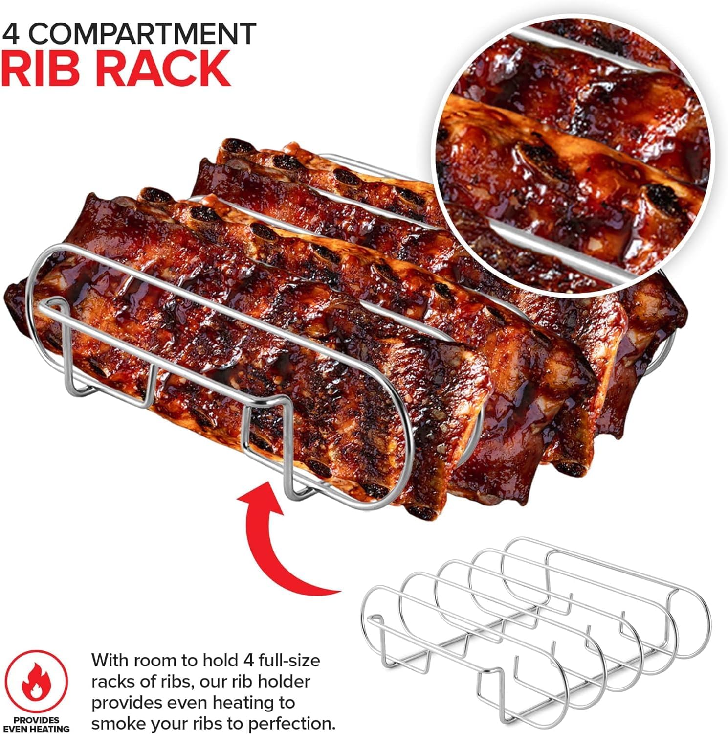 Modern Innovations Grill Rack Set (3 Pack), Chicken Leg Rack, Beer Can Chicken Holder, Rib Rack, Smoker Accessories and BBQ Gift Set