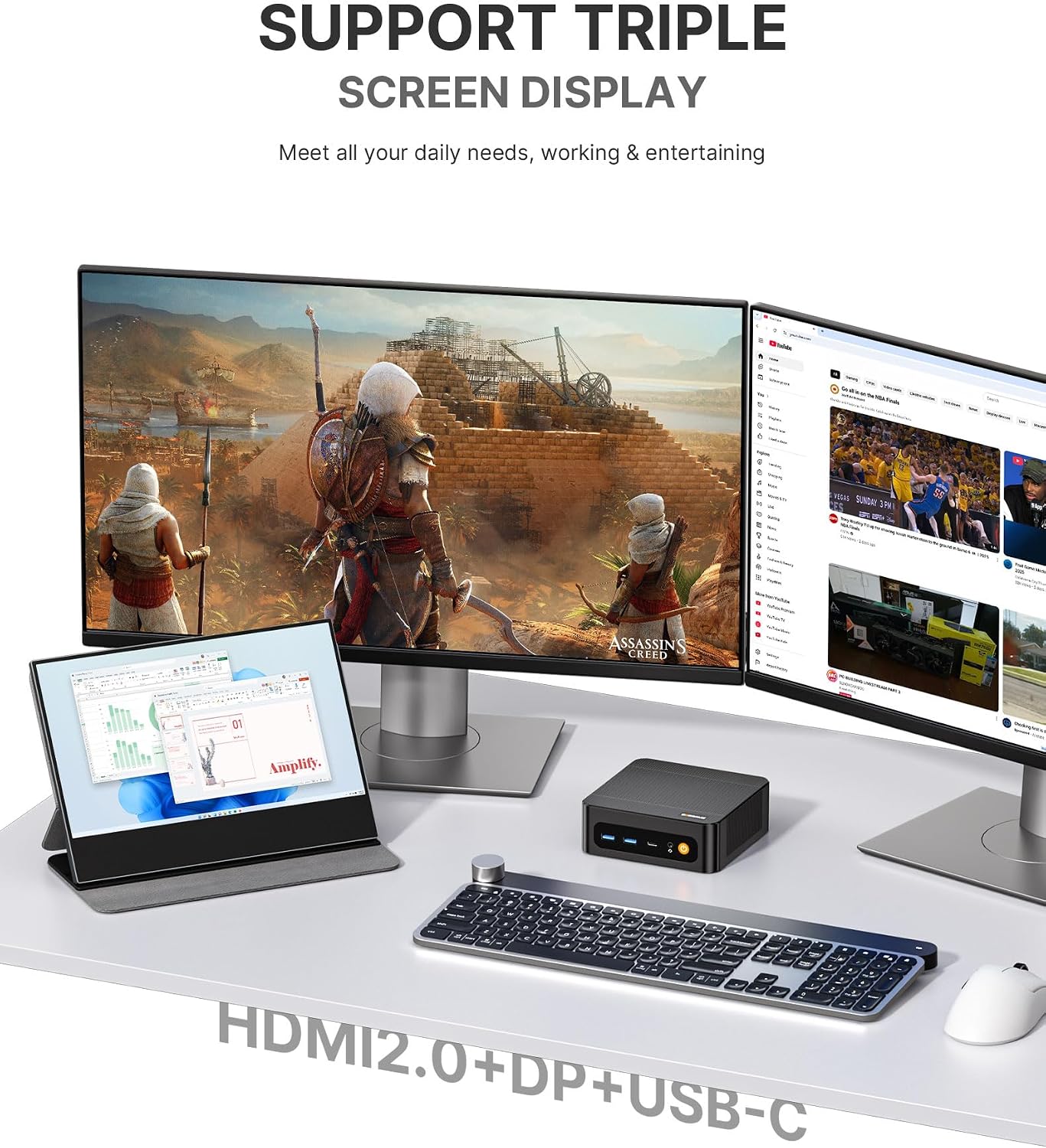 BOSGAME P6 Ryzen 9 6900HX Mini PC, 32GB LPDDR5X 6400MHz 1TB PCIe4.0 NVMe SSD Mini Computers, Dual LAN, AX210 Wi-Fi 6E, BT 5.3, Triple Display 4K, Light Gaming | Home | Office | Business Great Value PC
