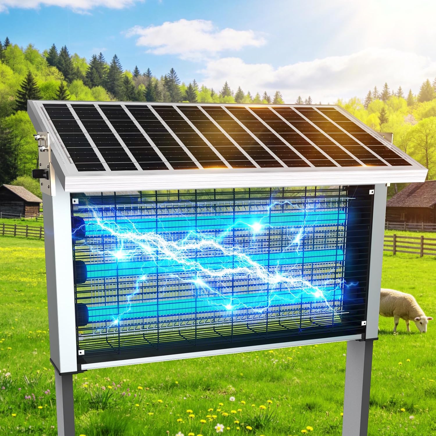 Powerful Large Solar Bug Zapper Outdoor for 1/2 Acre, Poartable Rechargeable Mosquito Zapper with High Powered, Cordless Solar Fly Zapper for Patio Garden Backyard Farm Pest Control