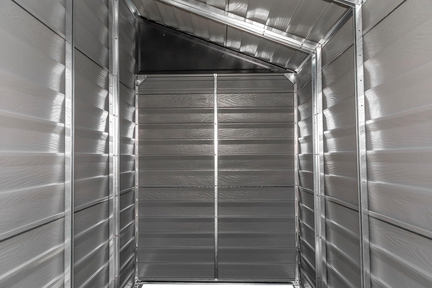Arrow Yardsaver 4' x 7' Galvanized Steel Outdoor Storage Shed with Sloped Roof and Double-Door Entry, UV-Resistant Steel Floorless Compact Storage Shed, Charcoal
