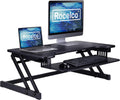 Rocelco 37.5' Deluxe Height Adjustable Standing Desk Converter - Quick Sit Stand Up Dual Monitor Riser - Gas Spring Assist Computer Workstation - Large Retractable Keyboard Tray - Black (R DADRB)