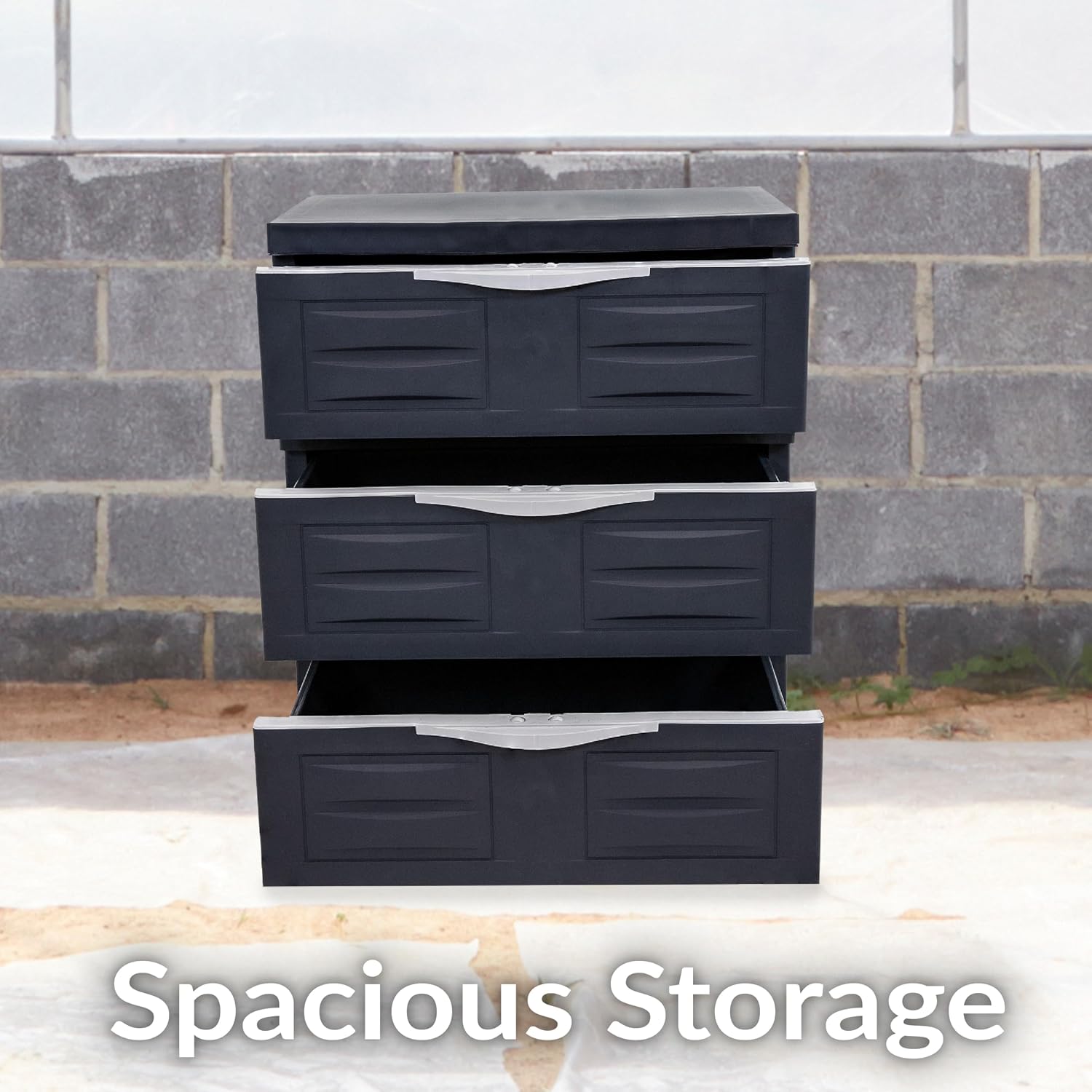 Sunnydaze 29.5' H 3-Tier Storage Cabinet with Drawers - Resin Storage Drawers Organizer - for Garage, Office, Home, Laundry Room - Charcoal