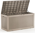 EasyUp 120 Gallon Deck Boxes Waterproof, Outdoor Large Storage Boxes with Lids, Outside Resin Storage Box & Deck Boxes for Patio, Garden Use（Gray）