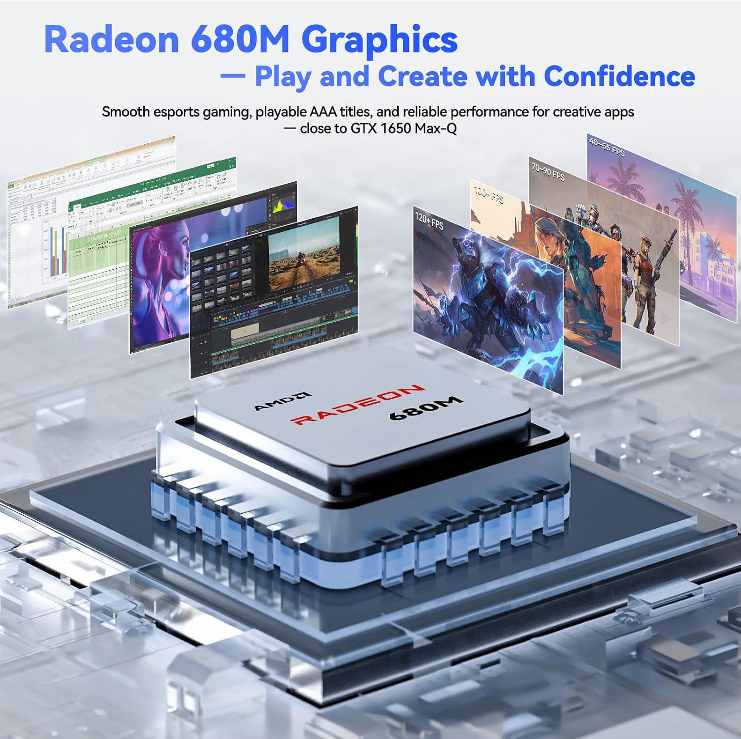 NIMO 17.3' FHD-Gaming-Laptop, AMD R7 7735HS (8C/16T, Beats i7-12650H) 16GB DDR5 RAM 1TB SSD Business-Computer with Radeon 680M, 100W Type-C, Wi-Fi 6E, 58Wh Battery, Fingerprint, Backlit Keyboard