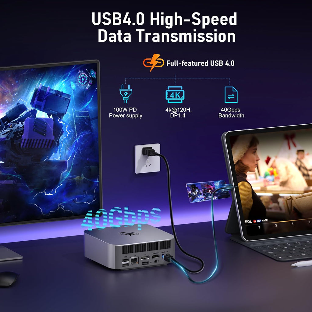 Beelink SER9 Pro+ Mini PC, AMD Ryzen 7 H 255 (up to 4.9GHz, 8C/16T), AMD Radeon 780M Graphics, 32GB LPDDR5X RAM 7500MT/s, 1TB PCIe4.0 SSD, USB4/2.5G LAN/WiFi6/BT5.2, Gaming/Office Mini Computer