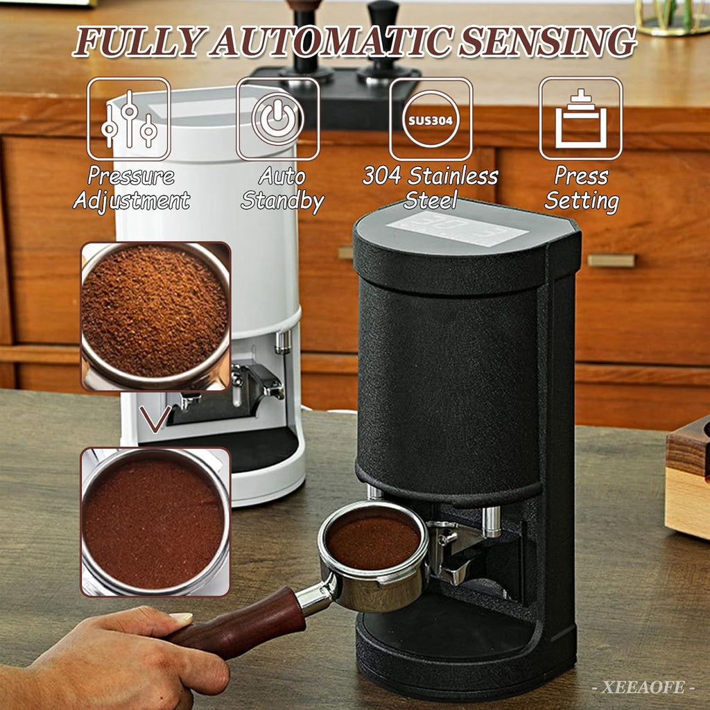 58mm Coffee Tamper, Automatic Electric Bean Powder Press Machine for Expresso, 5-30KG Pressure, 1 to 3 Adjustable Tamp Times Black
