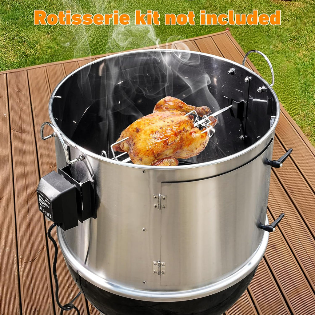 only fire Stainless Steel Grill Cooking Smoking Attachment, Charcoal, Rib Hanging System for Weber 22 inch Kettle Grills - Turns Your Kettle into Smoker